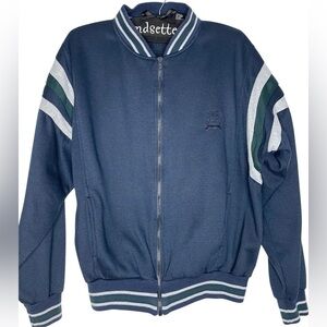 Dior Navy Blue Bomber Jacket with Green & White Stripes